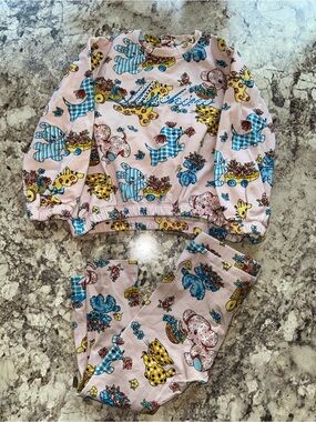 Moschino Pink Kids Matching Set with Blue, Yellow and Multicolor Prints